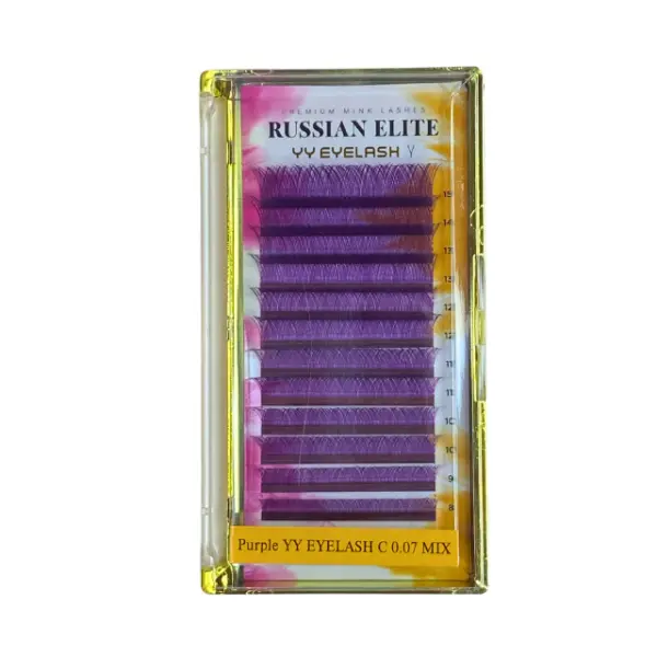 EXTENSIONES RUSSIAN ELITE YY  - CURVA D 0.07 MIX - VIOLETA