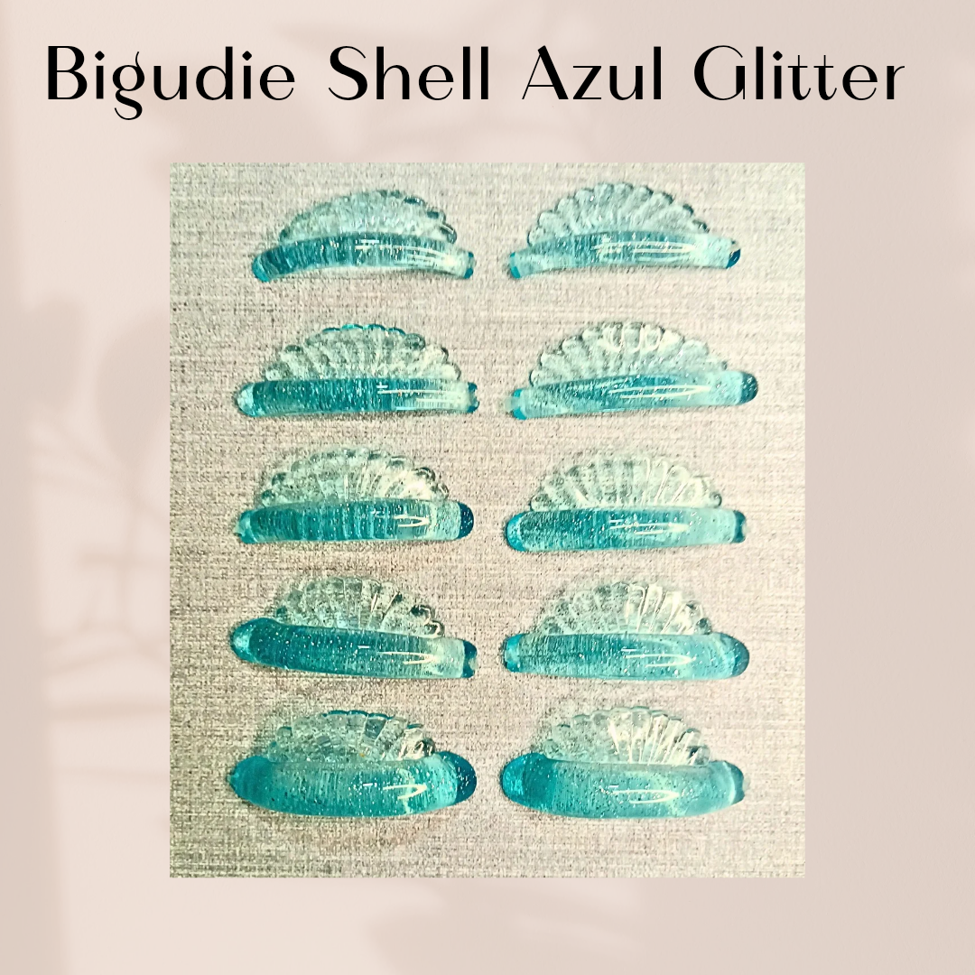 Bigudies Shell Azul Glitter - Anatomico